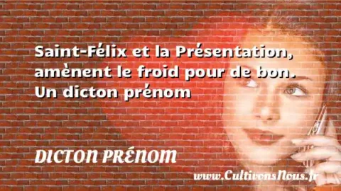 Saint-Félix et la Présentation, amènent le froid pour de bon. Un dicton prénom DICTON PRÉNOM