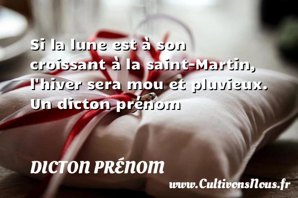 Si la lune est à son croissant à la saint-Martin, l’hiver sera mou - Dicton prénom