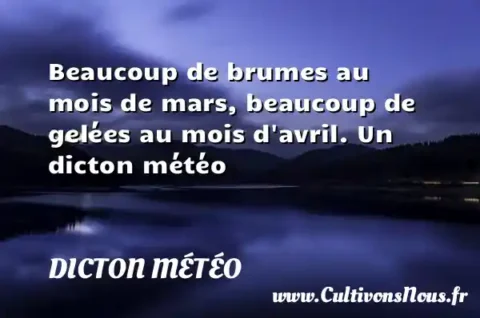 Beaucoup de brumes au mois de mars, beaucoup de gelées au mois d avril. Un dicton météo DICTON MÉTÉO