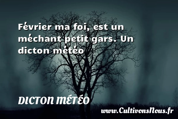 Février ma foi, est un méchant petit gars. - Dicton météo