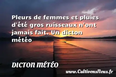 Pleurs de femmes et pluies d été gros ruisseaux n ont jamais fait. Un dicton météo DICTON MÉTÉO