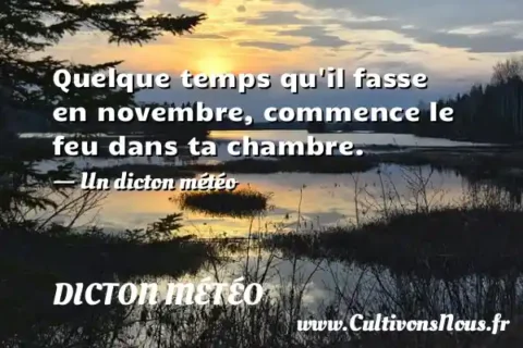 Quelque temps qu il fasse en novembre, commence le feu dans ta chambre. - Un dicton météo DICTON MÉTÉO