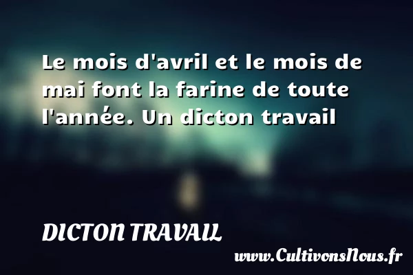 Le mois d’avril et le mois de mai - Dicton travail
