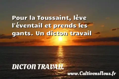 Pour la Toussaint, lève l éventail et prends les gants. Un dicton travail DICTON TRAVAIL