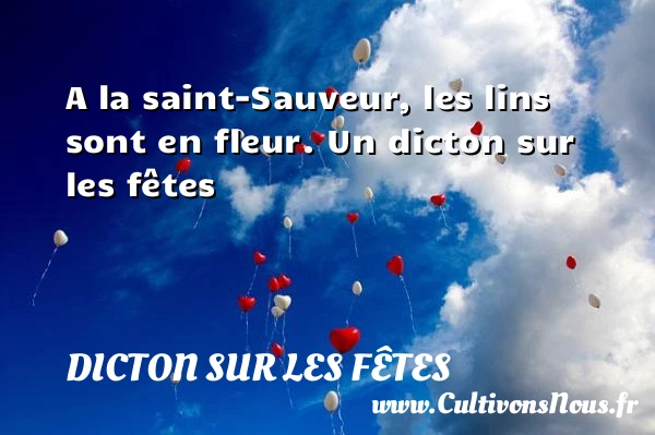 A la saint-Sauveur, les lins sont en fleur. - Dicton sur les fêtes
