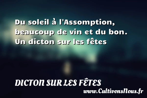 Du soleil à l’Assomption, beaucoup de vin et - Dicton sur les fêtes
