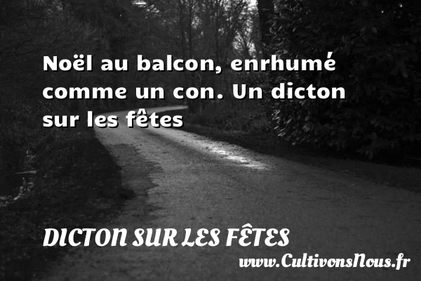 Noël au balcon, enrhumé comme un con. - Dicton sur les fêtes