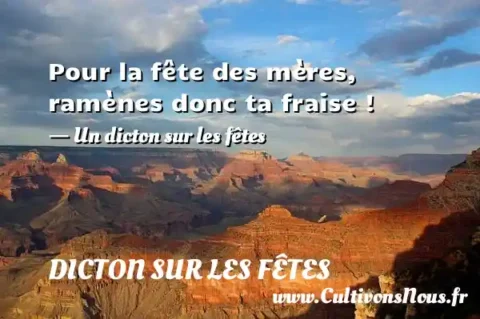 Pour la fête des mères, ramènes donc ta fraise ! - Un dicton sur les fêtes DICTON SUR LES FÊTES