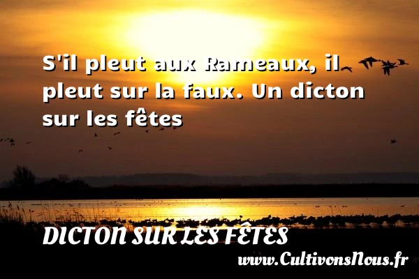 S’il pleut aux Rameaux, il pleut sur la - Dicton sur les fêtes