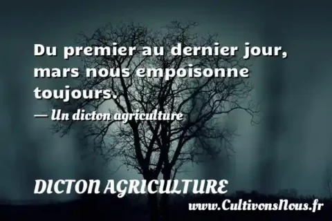 Du premier au dernier jour, mars nous empoisonne toujours. - Un dicton agriculture DICTON AGRICULTURE