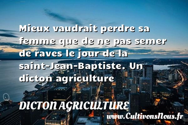 Mieux vaudrait perdre sa femme que de ne - Dicton agriculture