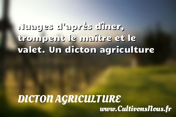 Nuages d’après dîner, trompent le maître et le - Dicton agriculture