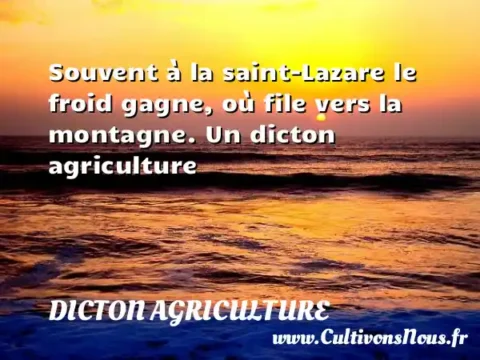 Souvent à la saint-Lazare le froid gagne, où file vers la montagne. Un dicton agriculture DICTON AGRICULTURE