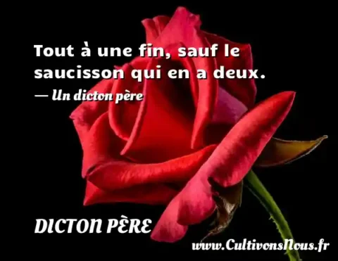 Tout à une fin, sauf le saucisson qui en a deux. - Un dicton père DICTON PÈRE