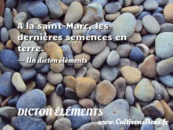 A la saint-Marc, les dernières semences en terre. - Un dicton éléments DICTON ÉLÉMENTS