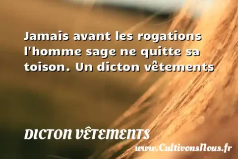 Jamais avant les rogations l homme sage ne quitte sa toison. Un dicton vêtements DICTON VÊTEMENTS