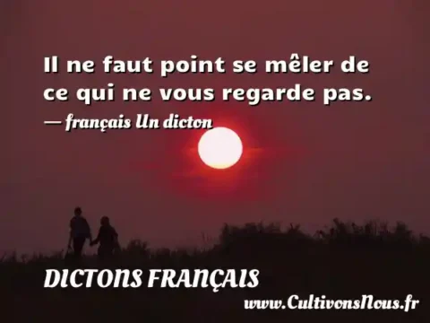 Il ne faut point se mêler de ce qui ne vous regarde pas. - français Un dicton DICTONS FRANÇAIS