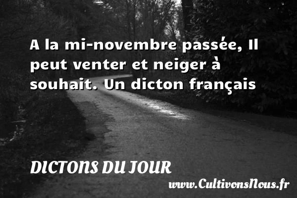A la mi-novembre passée, - Dictons du jour