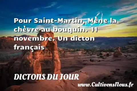Pour Saint-Martin, Mène la chèvre au bouquin. 11 novembre. Un dicton français DICTONS DU JOUR