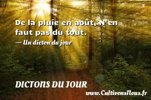 De la pluie en août, N en faut pas du tout. - Un dicton du jour DICTONS DU JOUR