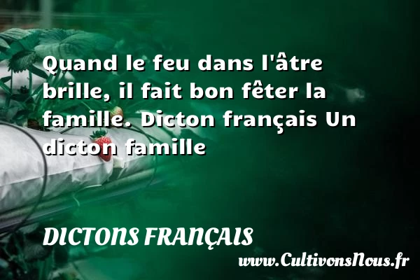 Quand le feu dans l’âtre brille, - Dictons français - Proverbes famille