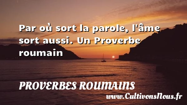 Par où sort la parole, l’âme sort aussi. - Proverbes roumains - Proverbes fun
