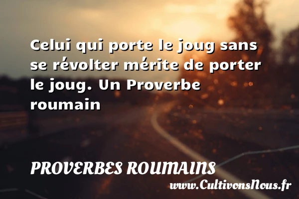 Celui qui porte le joug sans se révolter mérite de - Proverbes roumains - Proverbes philosophiques