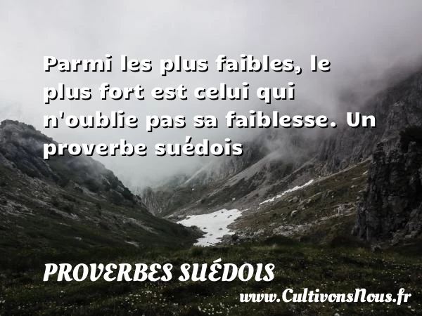 Parmi les plus faibles, le plus fort est celui - Proverbes suédois