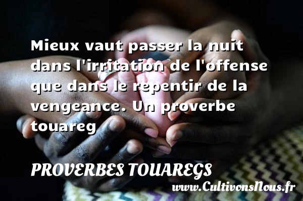 Mieux vaut passer la nuit dans l’irritation de l’offense - Proverbes touaregs