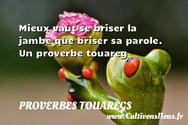 Mieux vaut se briser la jambe que briser sa - Proverbes touaregs