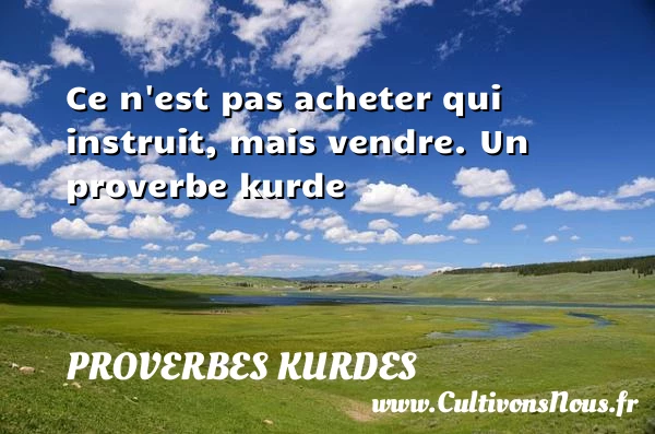 Ce n’est pas acheter qui instruit, mais vendre. - Proverbes kurdes
