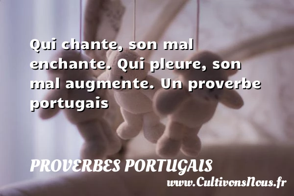 Qui chante, son mal enchante. Qui pleure, son - Proverbes portugais - Proverbes fun - Proverbes philosophiques