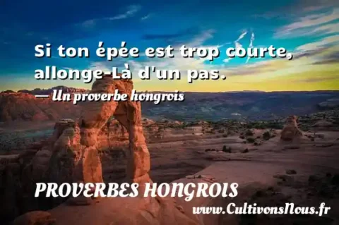 Si ton épée est trop courte, allonge-Là d un pas. - Un proverbe hongrois PROVERBES HONGROIS