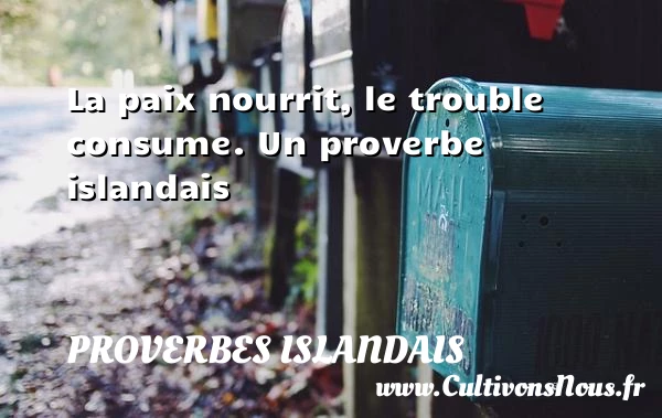 La paix nourrit, le trouble consume. - Proverbes islandais - Proverbes philosophiques