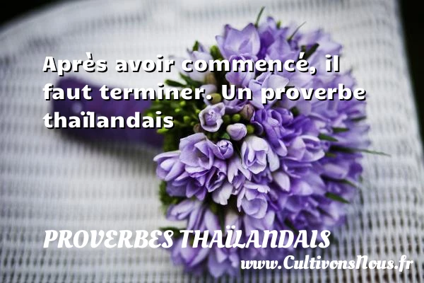 Après avoir commencé, il faut terminer. - Proverbes thaïlandais
