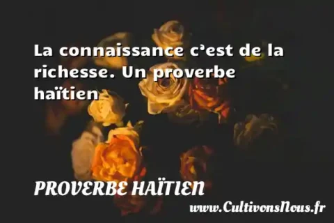 La connaissance c’est de la richesse. Un proverbe haïtien PROVERBE HAÏTIEN