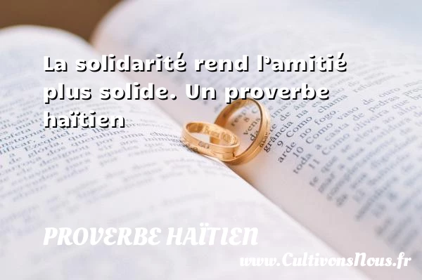 La solidarité rend l’amitié plus solide. - Proverbe haïtien - Proverbes ami