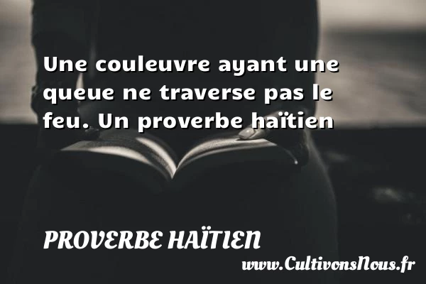 Une couleuvre ayant une queue ne traverse pas le - Proverbe haïtien
