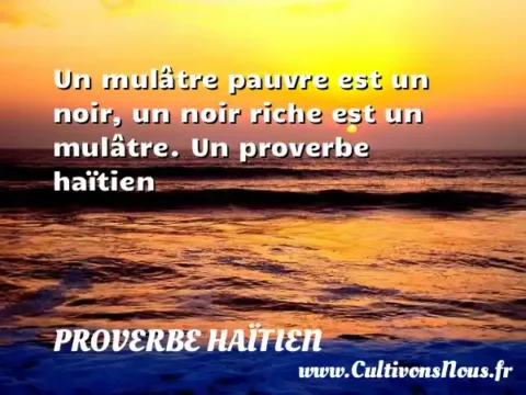Un mulâtre pauvre est un noir, un noir riche est un mulâtre. Un proverbe haïtien PROVERBE HAÏTIEN