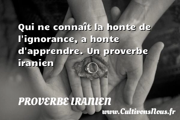 Qui ne connaît la honte de l’ignorance, a honte - Proverbe iranien - Proverbe apprendre