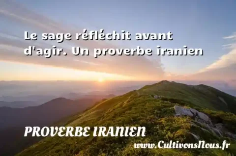 Le sage réfléchit avant d agir. Un proverbe iranien PROVERBE IRANIEN
