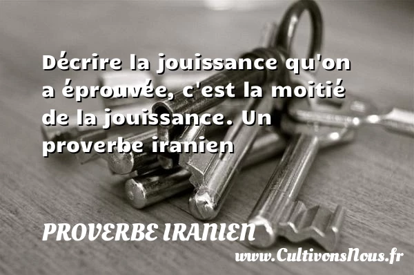 Décrire la jouissance qu’on a éprouvée, c’est la moitié - Proverbe iranien