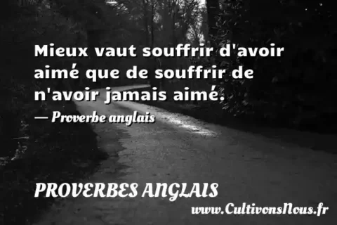 Mieux vaut souffrir d avoir aimé que de souffrir de n avoir jamais aimé. - Proverbe anglais PROVERBES ANGLAIS