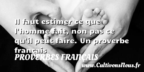 Il faut estimer ce - Proverbes français - Proverbes estime
