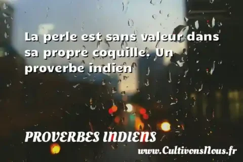 La perle est sans valeur dans sa propre coquille. Un proverbe indien PROVERBES INDIENS