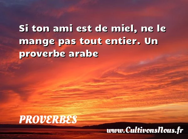 Si ton ami est de miel, - Proverbes - Proverbes arabes