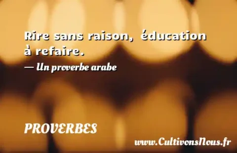 Rire sans raison,  éducation à refaire. - Un proverbe arabe PROVERBES