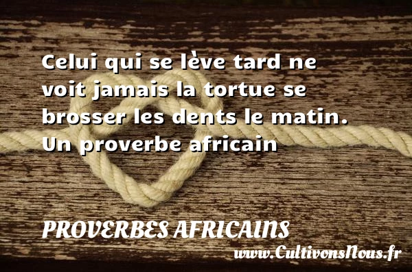 Celui qui se lève tard ne - Proverbes africains
