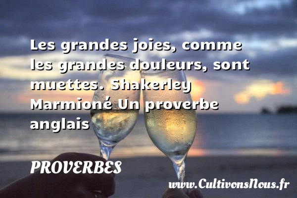 Les grandes joies, comme - Proverbes - Proverbes anglais - Proverbes douleur