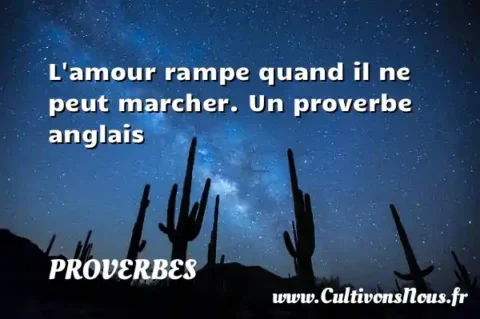 L amour rampe quand il ne peut marcher. Un proverbe anglais PROVERBES